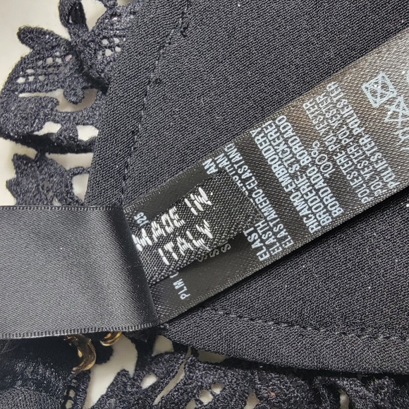 La Perla Silk Black Macramé Crystal Detail Bedroom Eye Mask Bridal Boudoir - Picture 5 of 10